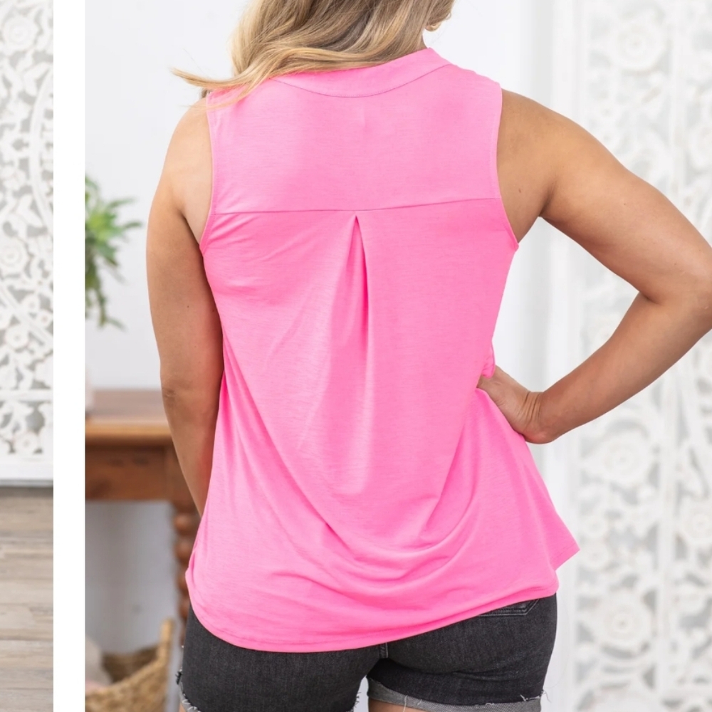 Neon Pink Sleeveless Top NWOT - Picture 3 of 6